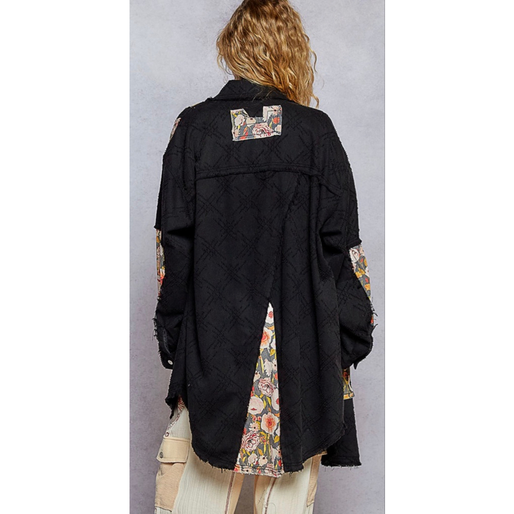 New POL Free People Style Patchwork Oversized Military Shirt Jacket sizes S M L - Picture 2 of 7